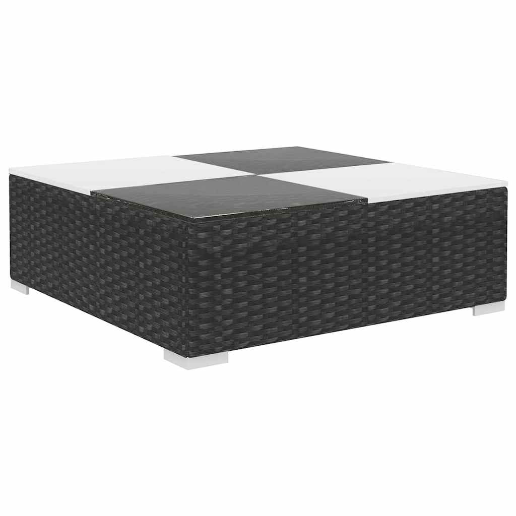 8-dijelna vrtna garnitura od poliratana s jastucima crna