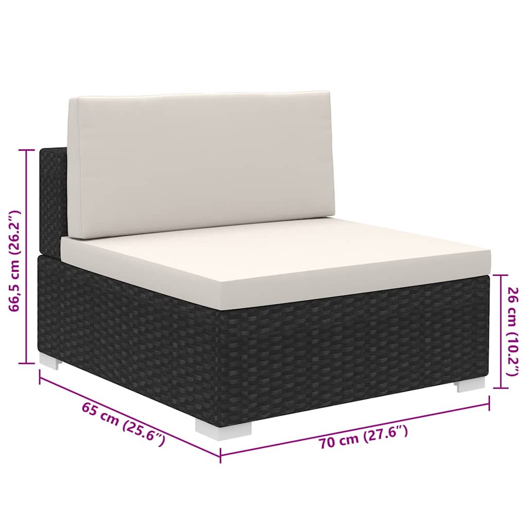 8-dijelna vrtna garnitura od poliratana s jastucima crna