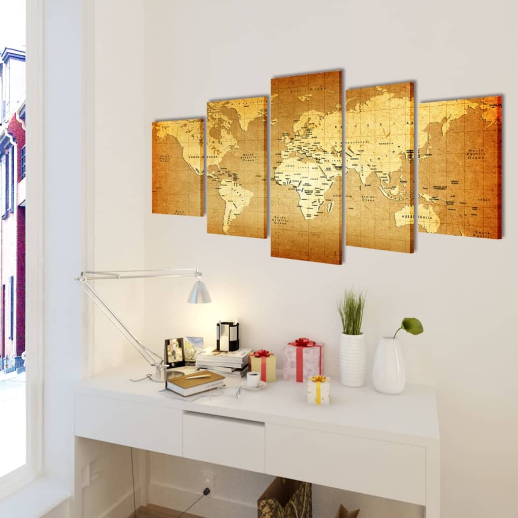 Zidne Slike na Platnu s Printom Karta Svijeta 200 x 100 cm