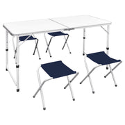 Sklopivi set stola za kampiranje s 4 stolca podesivi 120x60 cm