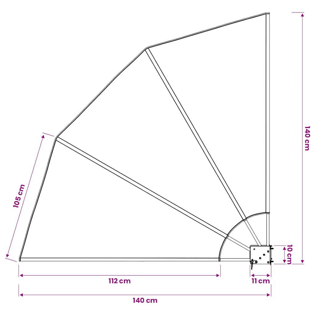 Sklopiva bočna tenda siva 140 x 140 cm