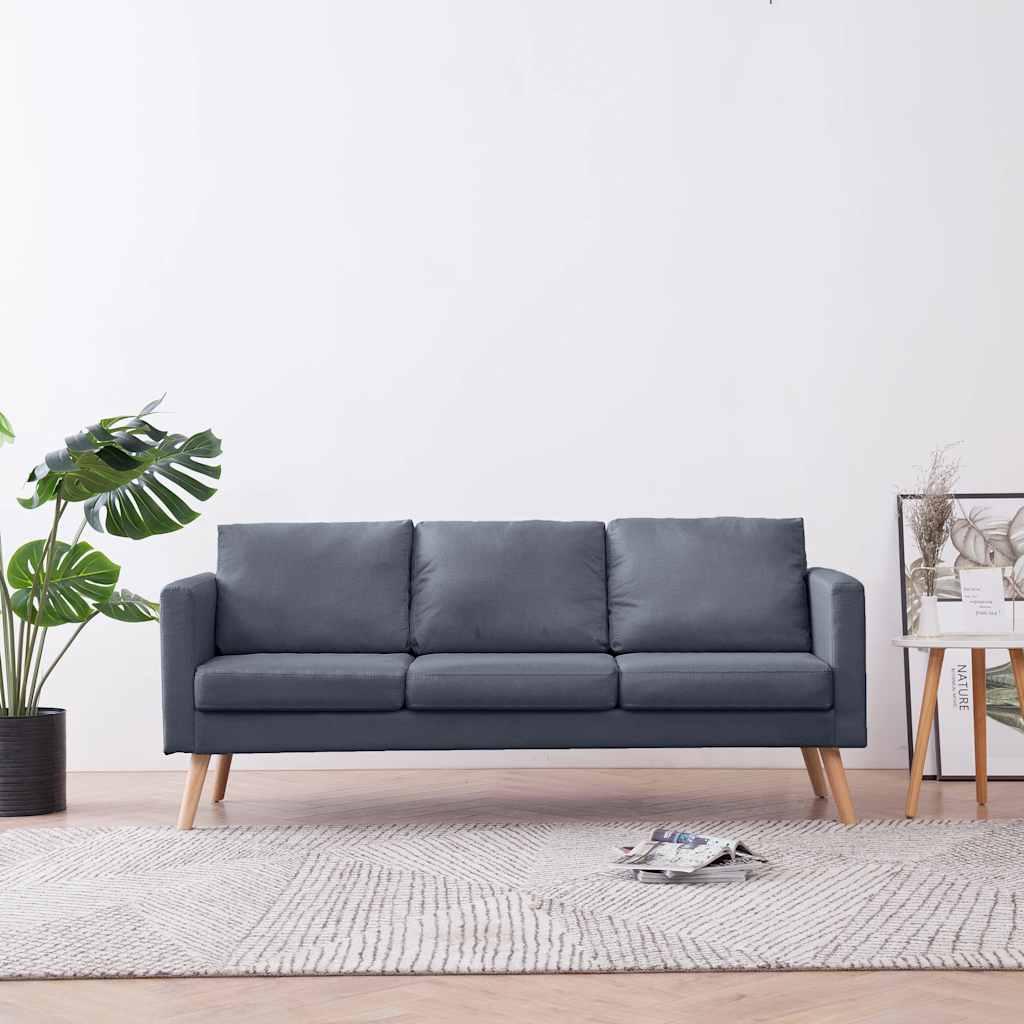 Trosjed Sofa od Tkanine Tamno Sivi