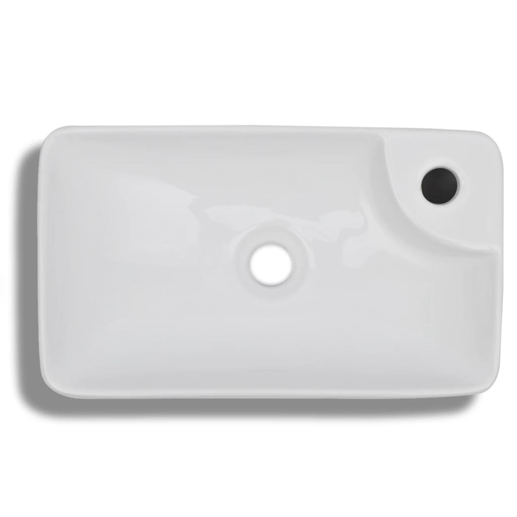 Bijeli keramički umivaonik with Faucet Hole White