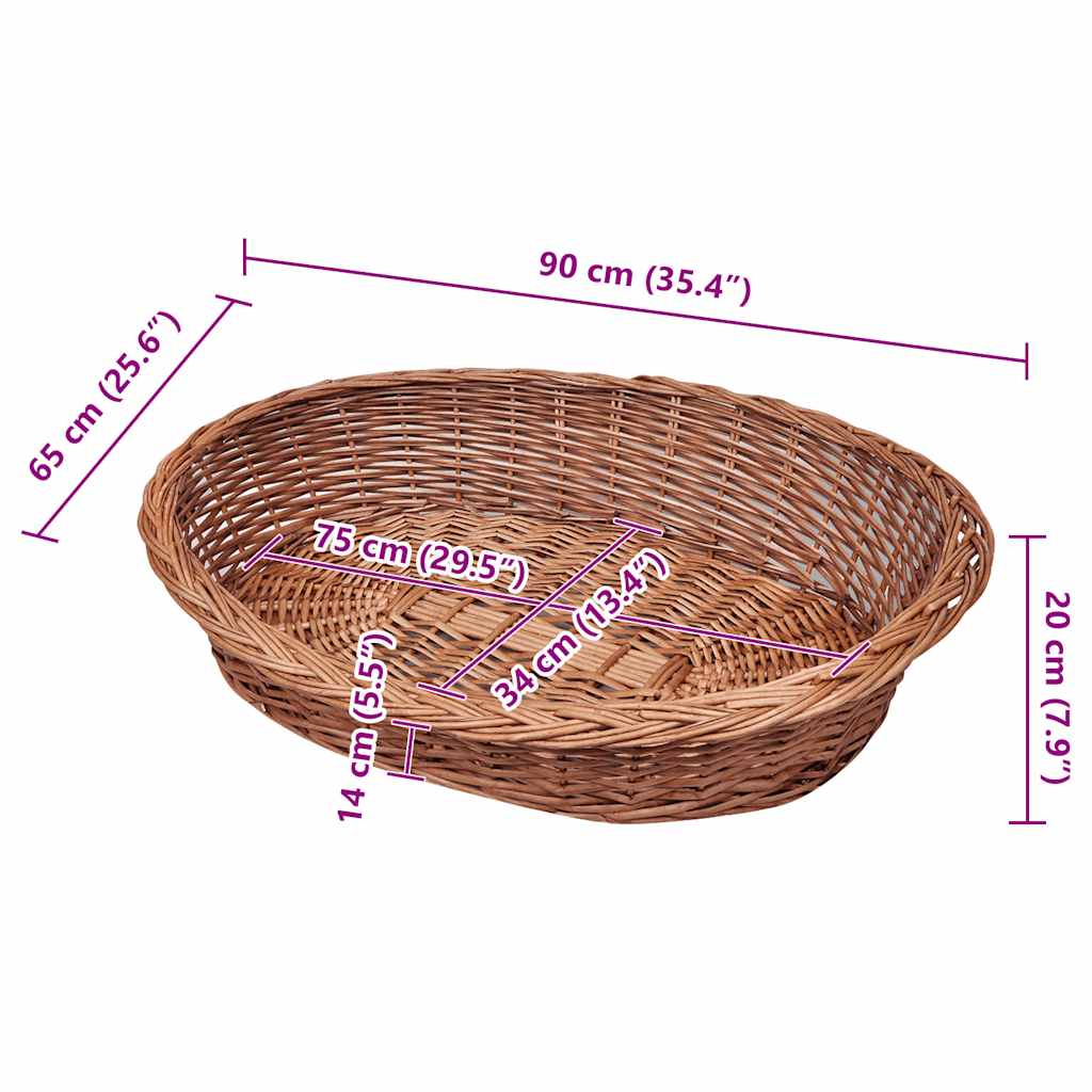 Košara za psa / krevet za ljubimce od vrbe prirodna boja 90 cm