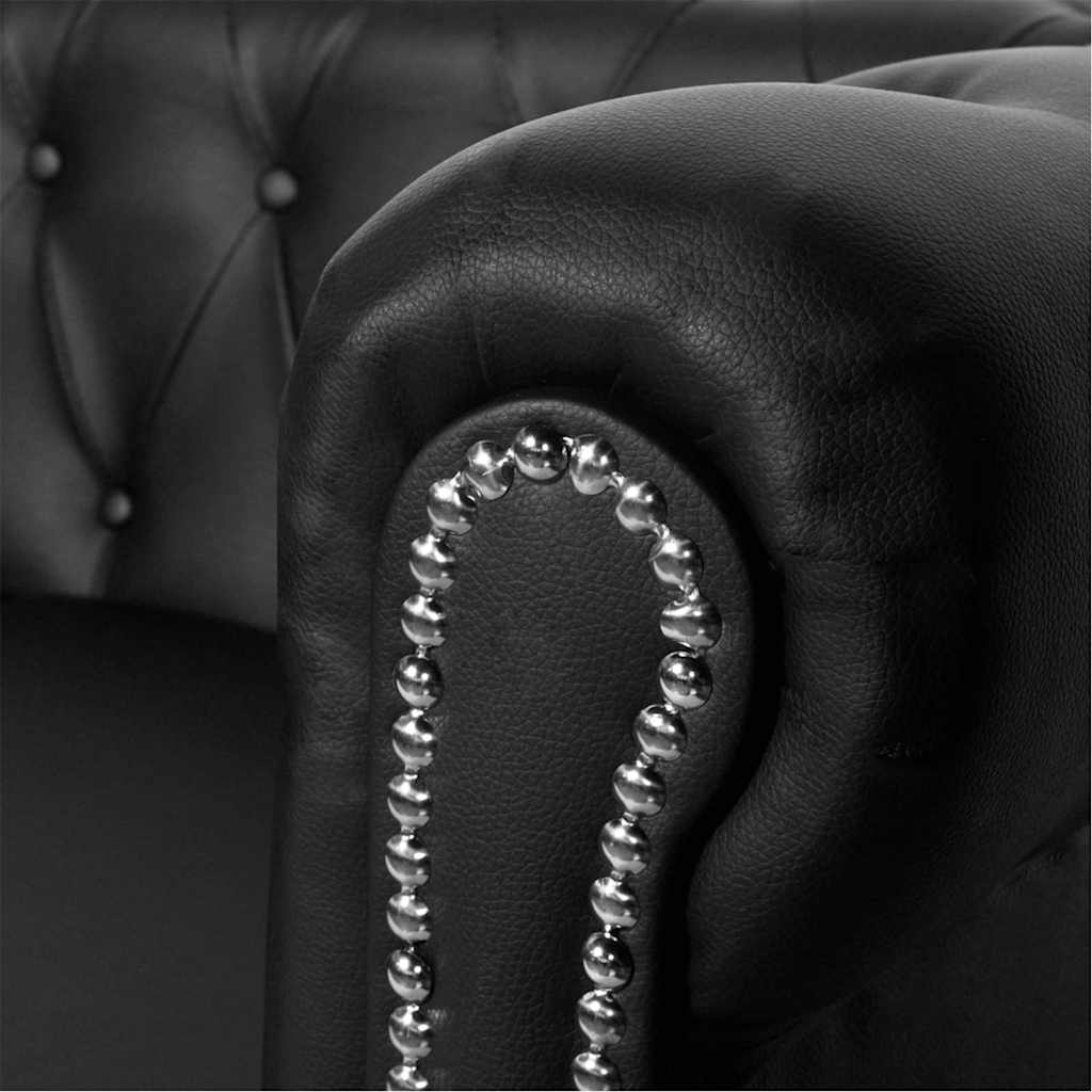 Dvosjed Chesterfield od umjetne kože crni