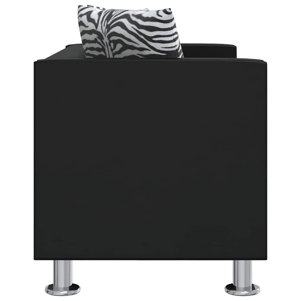 Set trosjeda i dvosjeda od umjetne kože crni
