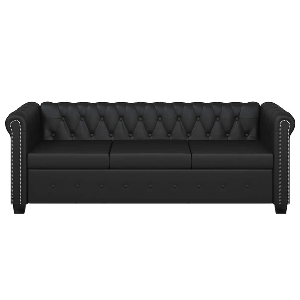 Dvosjed i trosjed Chesterfield od umjetne kože smeđi