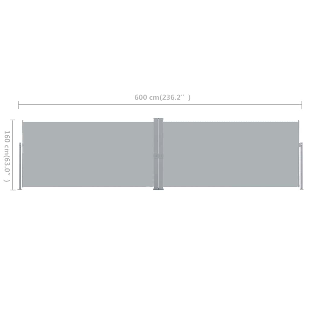 Bočna Tenda Uvlačiva 160x600 cm Siva