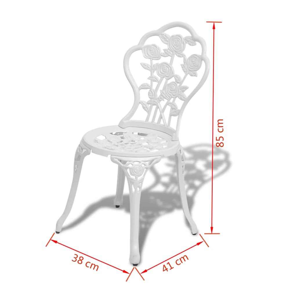 3-dijelni bistro set od lijevanog aluminija bijeli