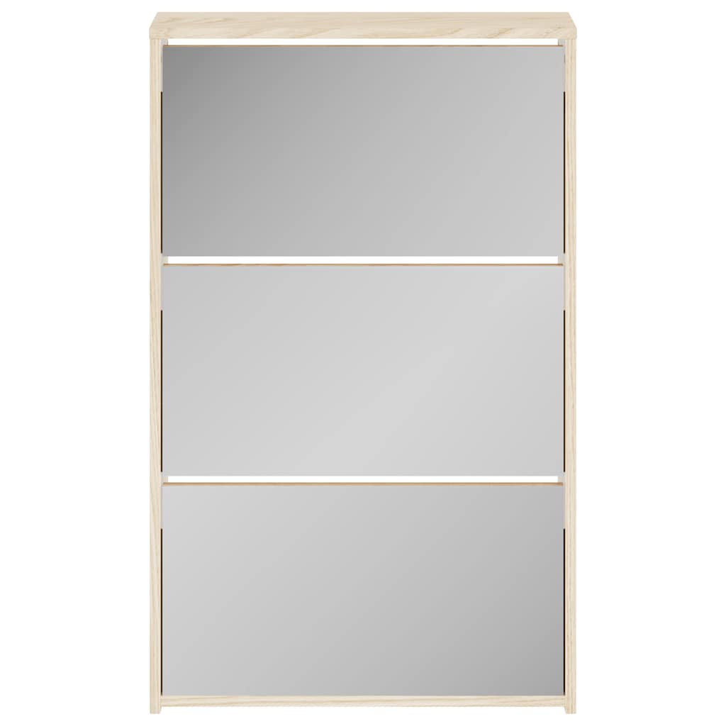 Ormarić za cipele 3 razine s ogledalom hrast 63 x 17 x 102,5 cm
