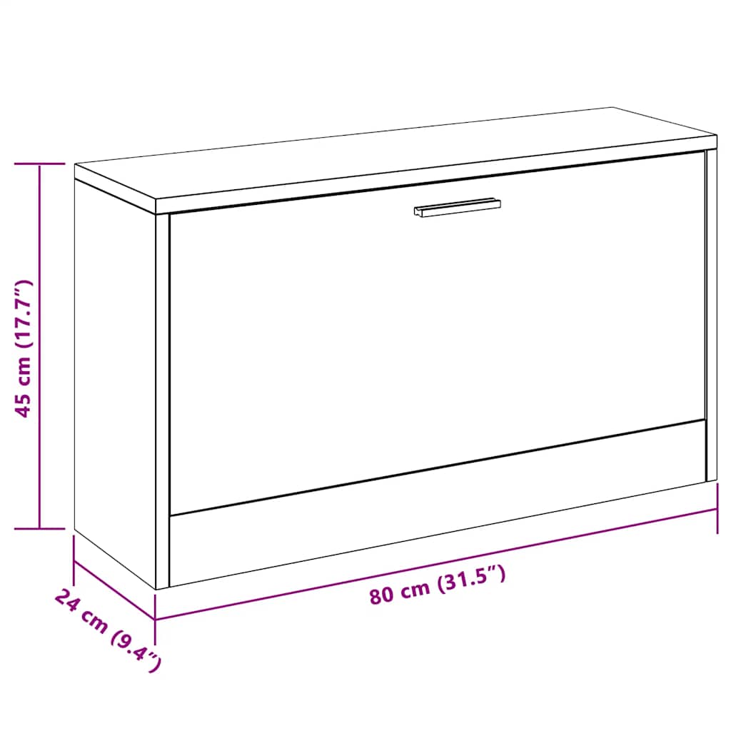 Klupa za odlaganje cipela boja hrasta 80 x 24 x 45 cm