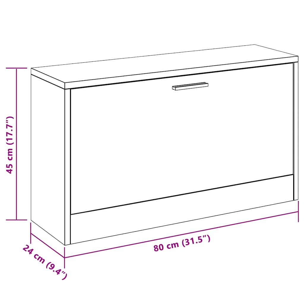 Klupa za odlaganje cipela bijela 80 x 24 x 45 cm