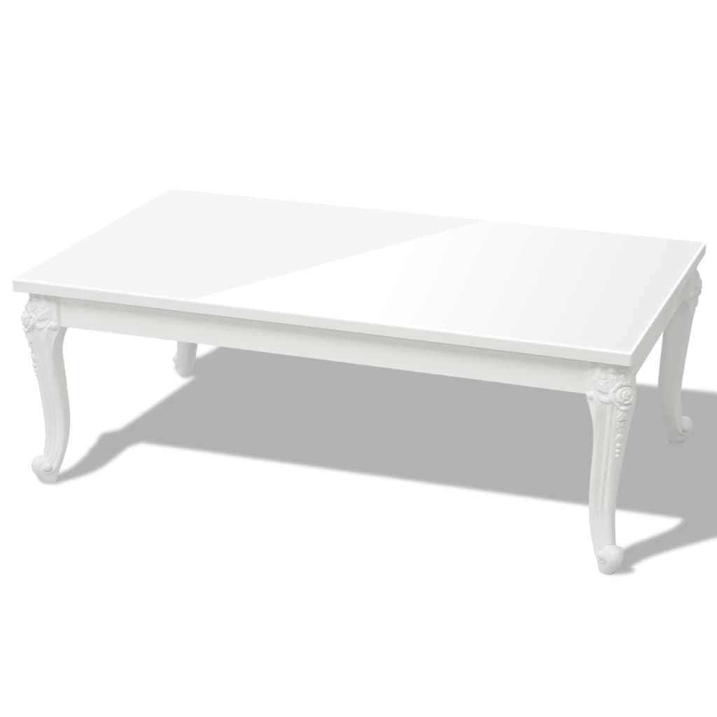 Stolić za kavu 115 x 65 x 42 cm visoko sjajni bijeli