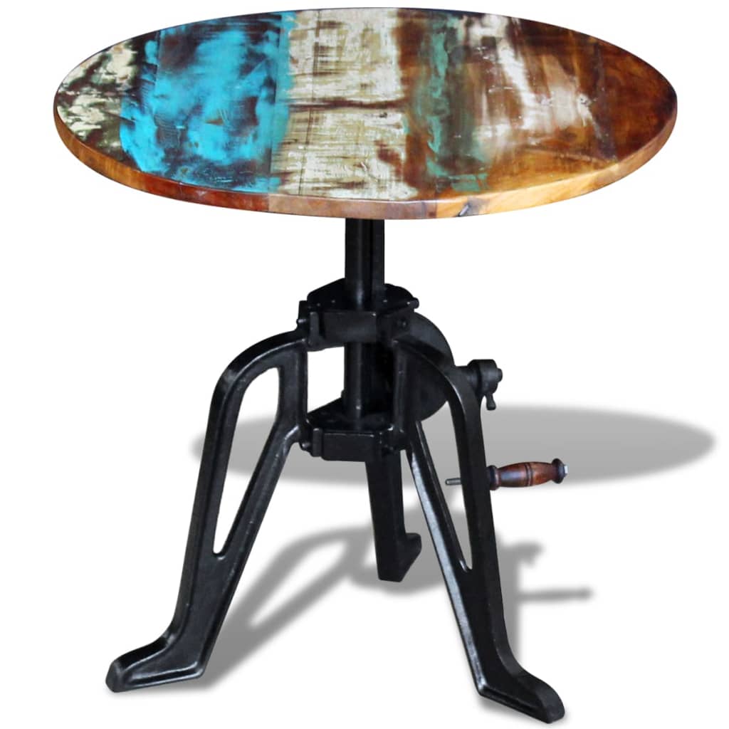 Bočni stolić 60 x (42-63) cm obnovljeno drvo i lijevano željezo