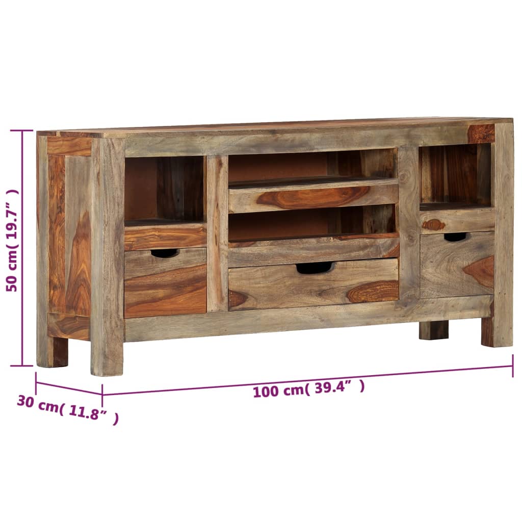 Komoda siva 100 x 30 x 50 cm od masivnog drva akacije