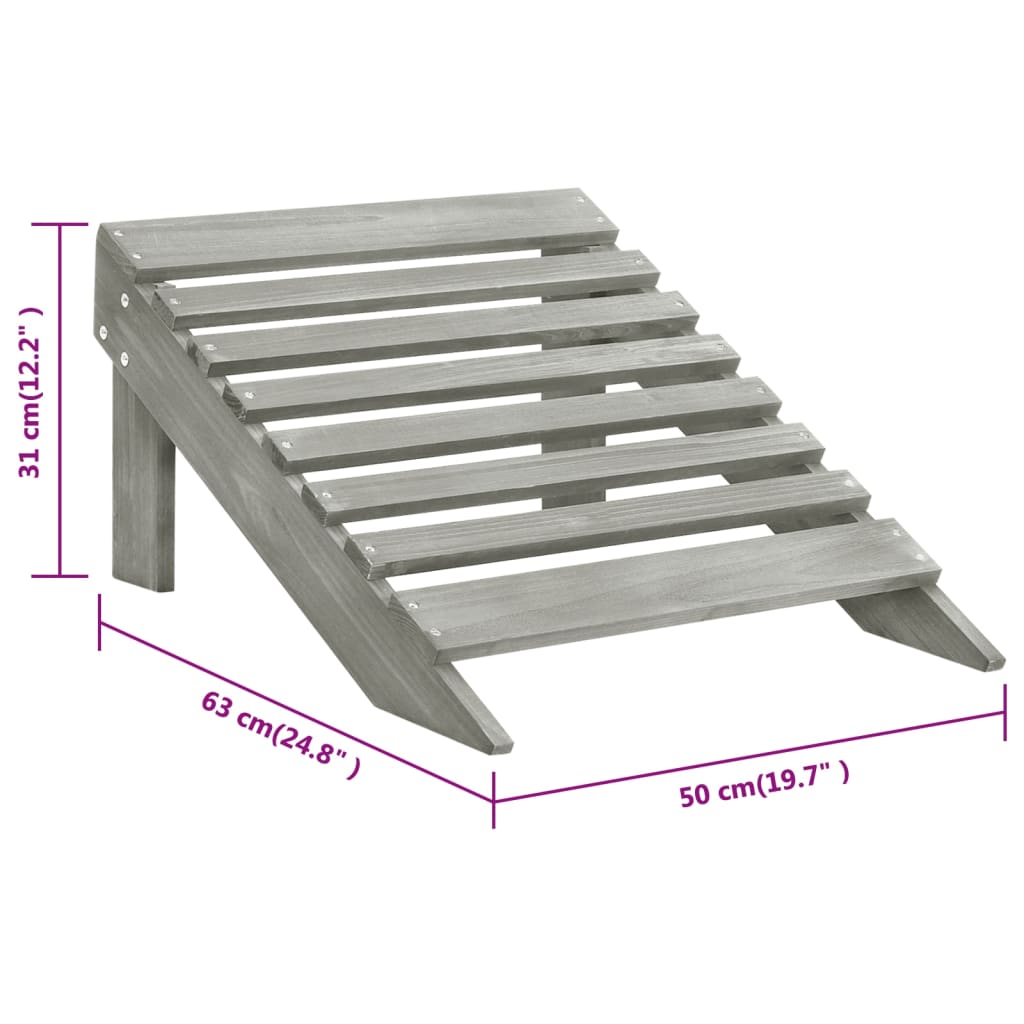 Vrtna stolica s otomanom drvena siva