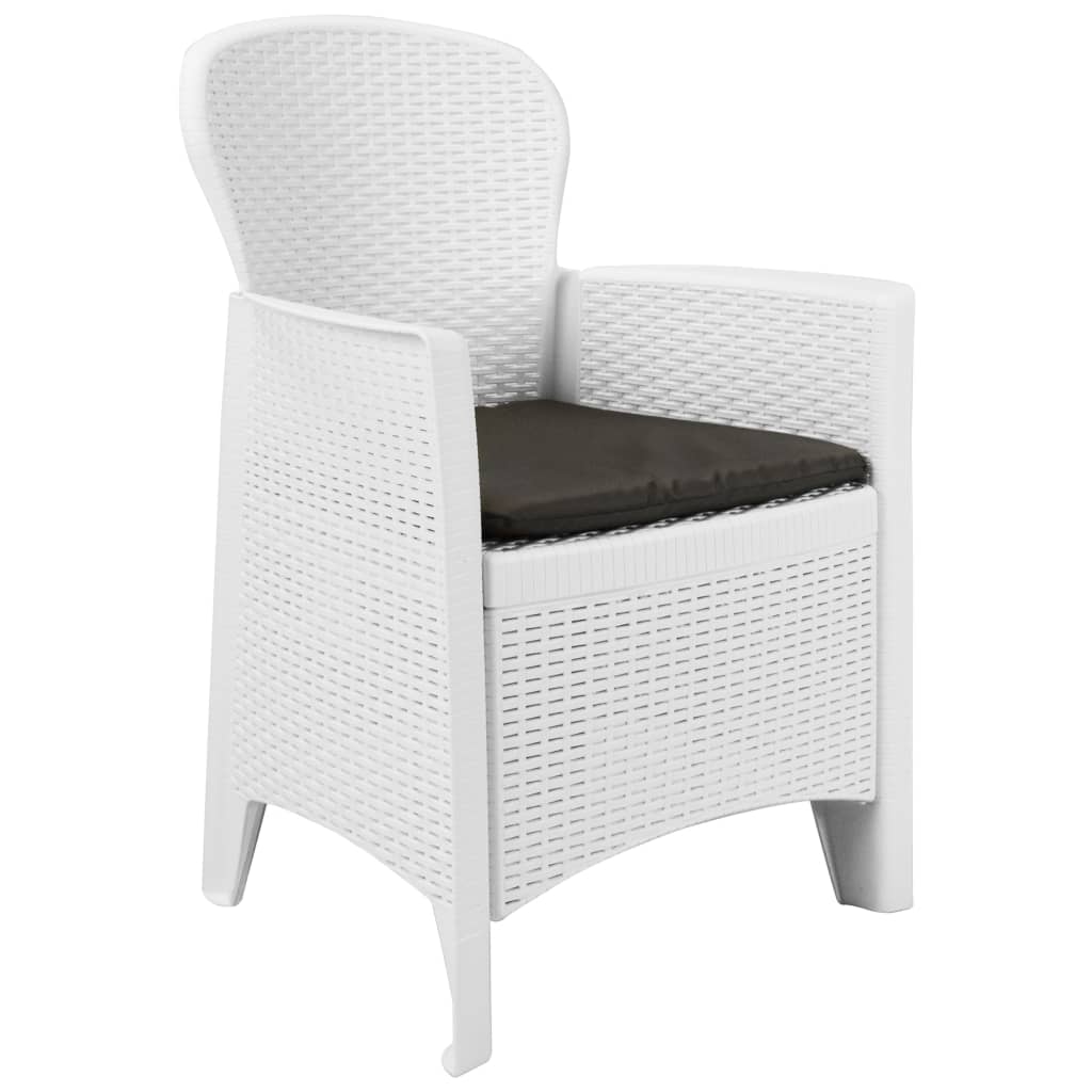 3-dijelni bistro set od plastike s izgledom ratana bijeli