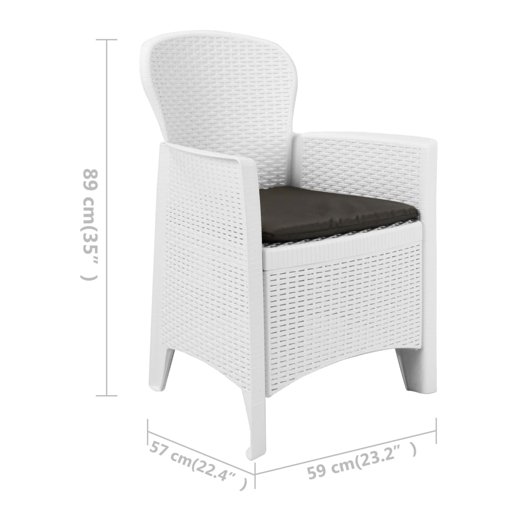 3-dijelni bistro set od plastike s izgledom ratana bijeli