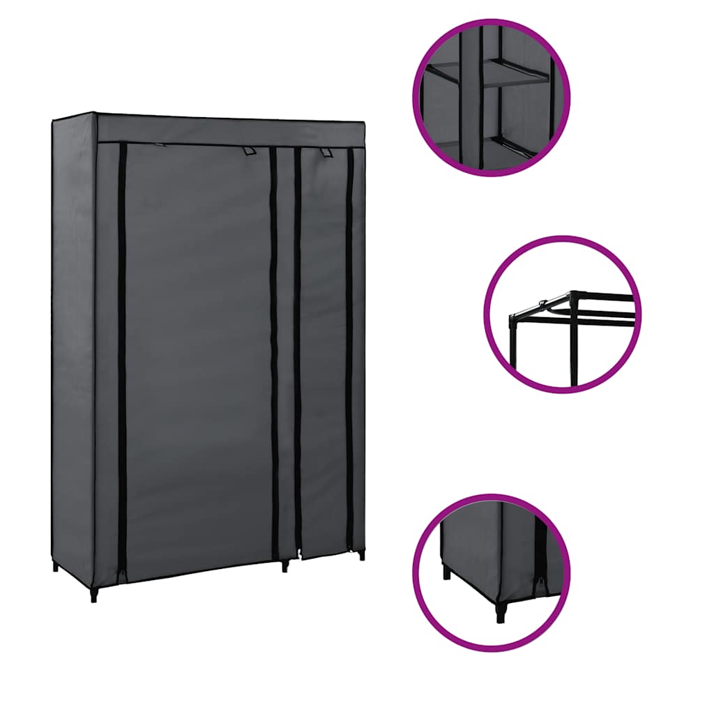 Sklopivi ormar sivi 110 x 45 x 175 cm od tkanine