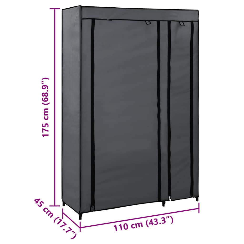 Sklopivi ormar sivi 110 x 45 x 175 cm od tkanine