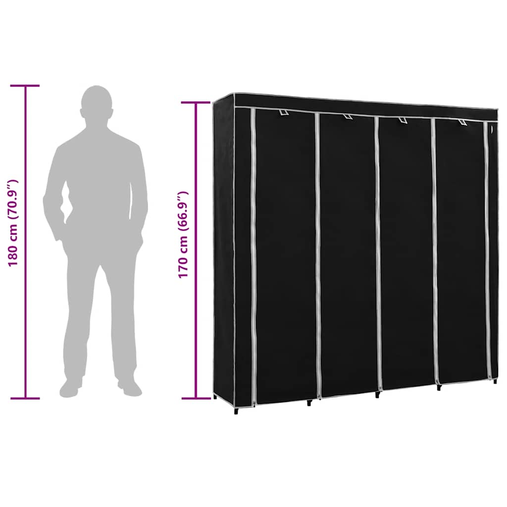 Ormar s 4 odjeljka crni 175 x 45 x 170 cm