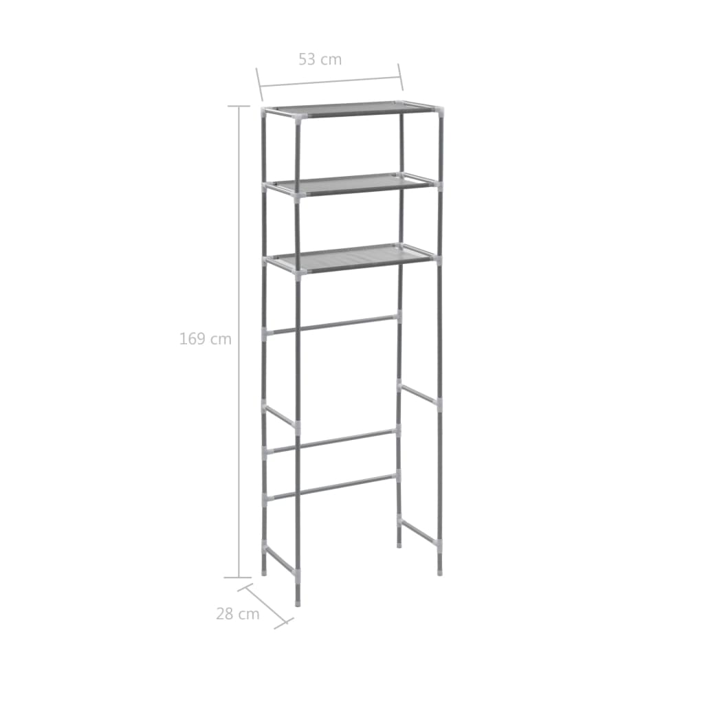 Stalak za pohranu iznad toaleta s 3 razine srebrni 53x28x169 cm