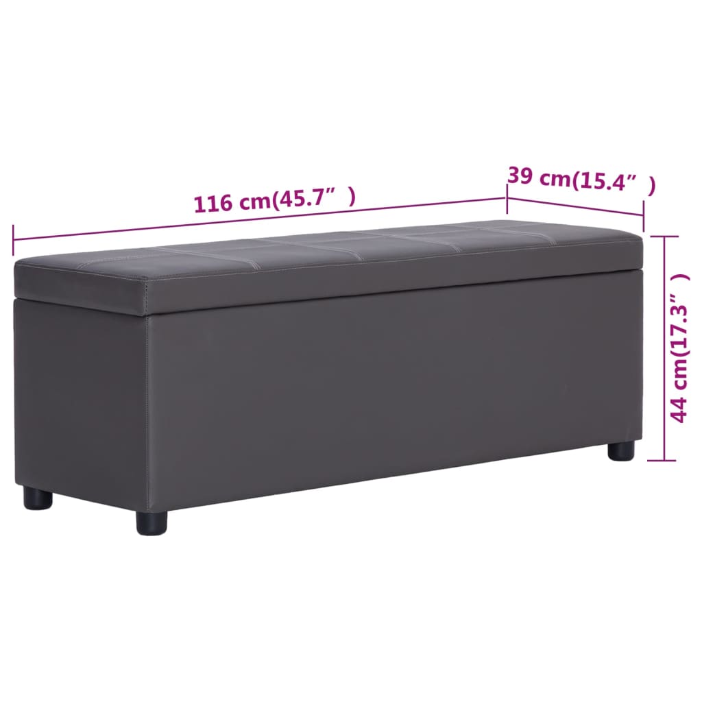 Klupa s pretincem za pohranu od umjetne kože 116 cm siva