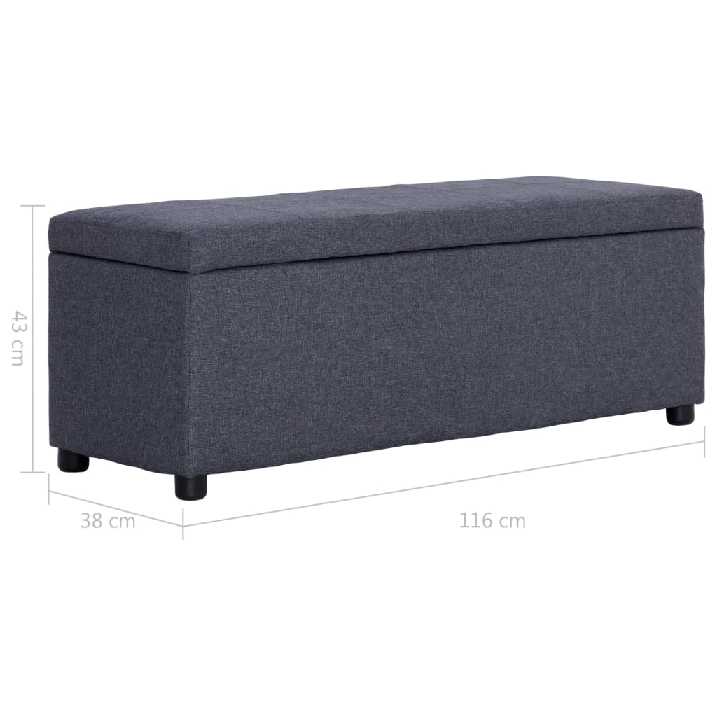 Klupa s pretincem za pohranu 116 cm tamnosiva poliesterska