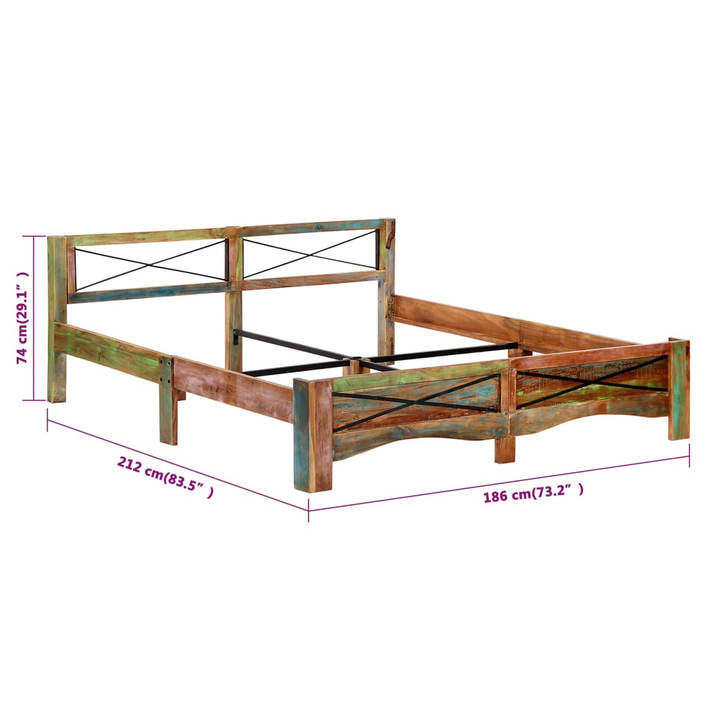 Okvir za krevet od masivnog obnovljenog drva 180 x 200 cm