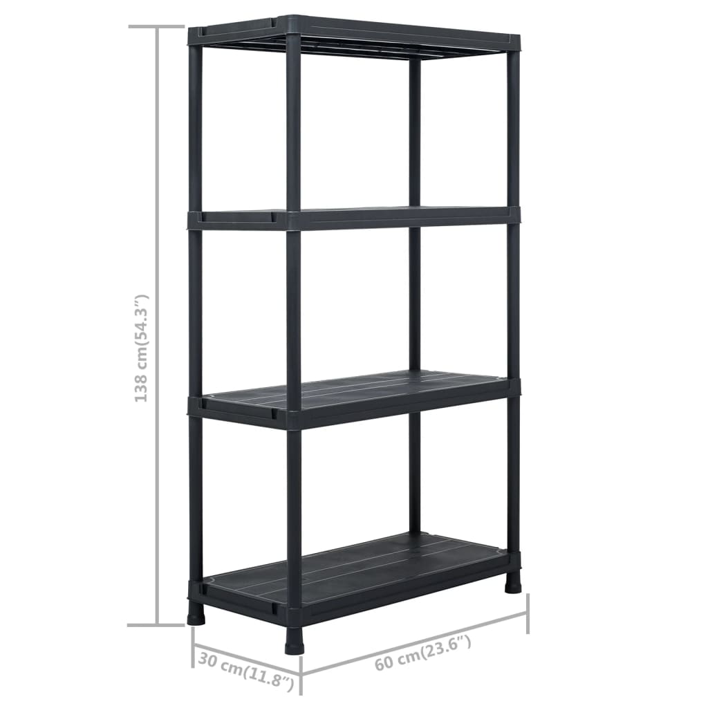 Stalci za pohranu 2 kom crni 60 x 30 x 138 cm plastični