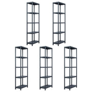 Stalci za pohranu 5 kom crni 125 kg 60 x 30 x 180 cm plastični