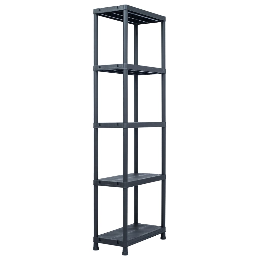 Stalci za pohranu 5 kom crni 125 kg 60 x 30 x 180 cm plastični