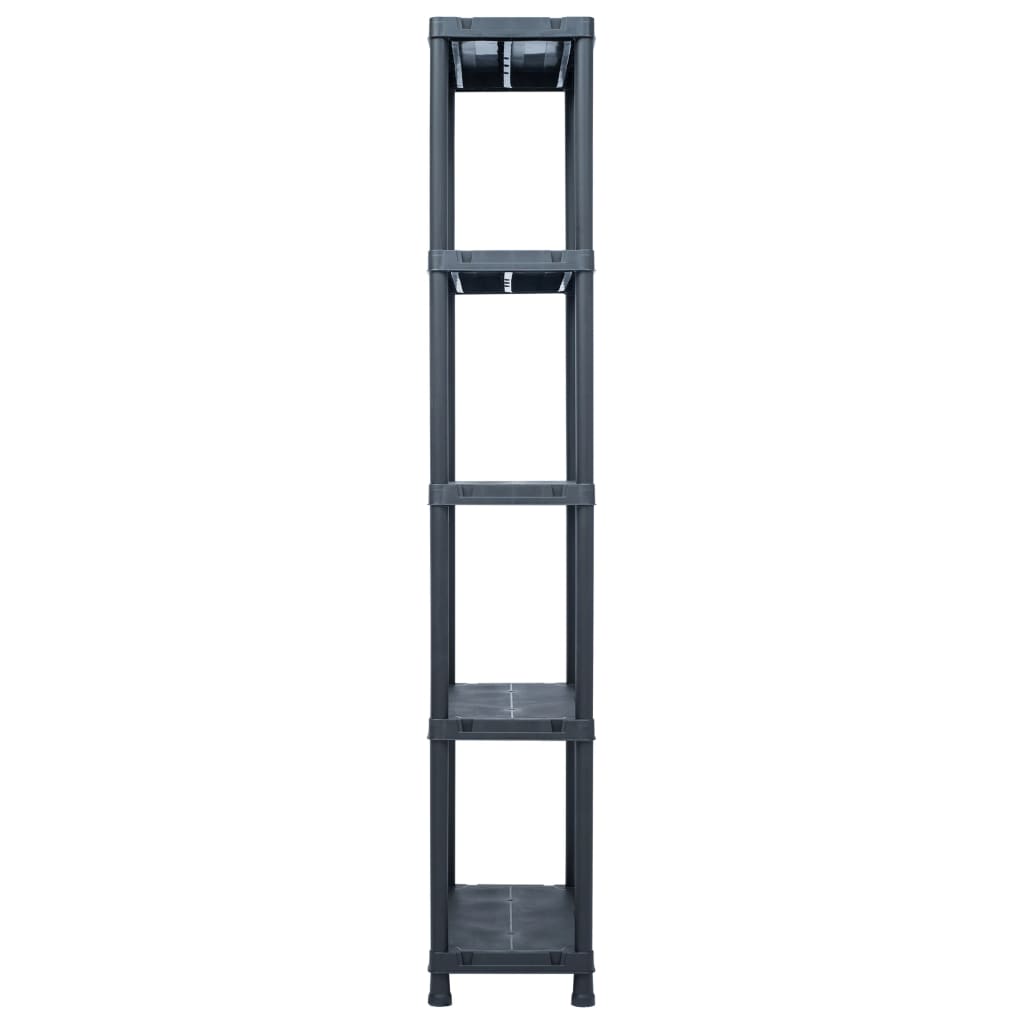 Stalci za pohranu 5 kom crni 125 kg 60 x 30 x 180 cm plastični