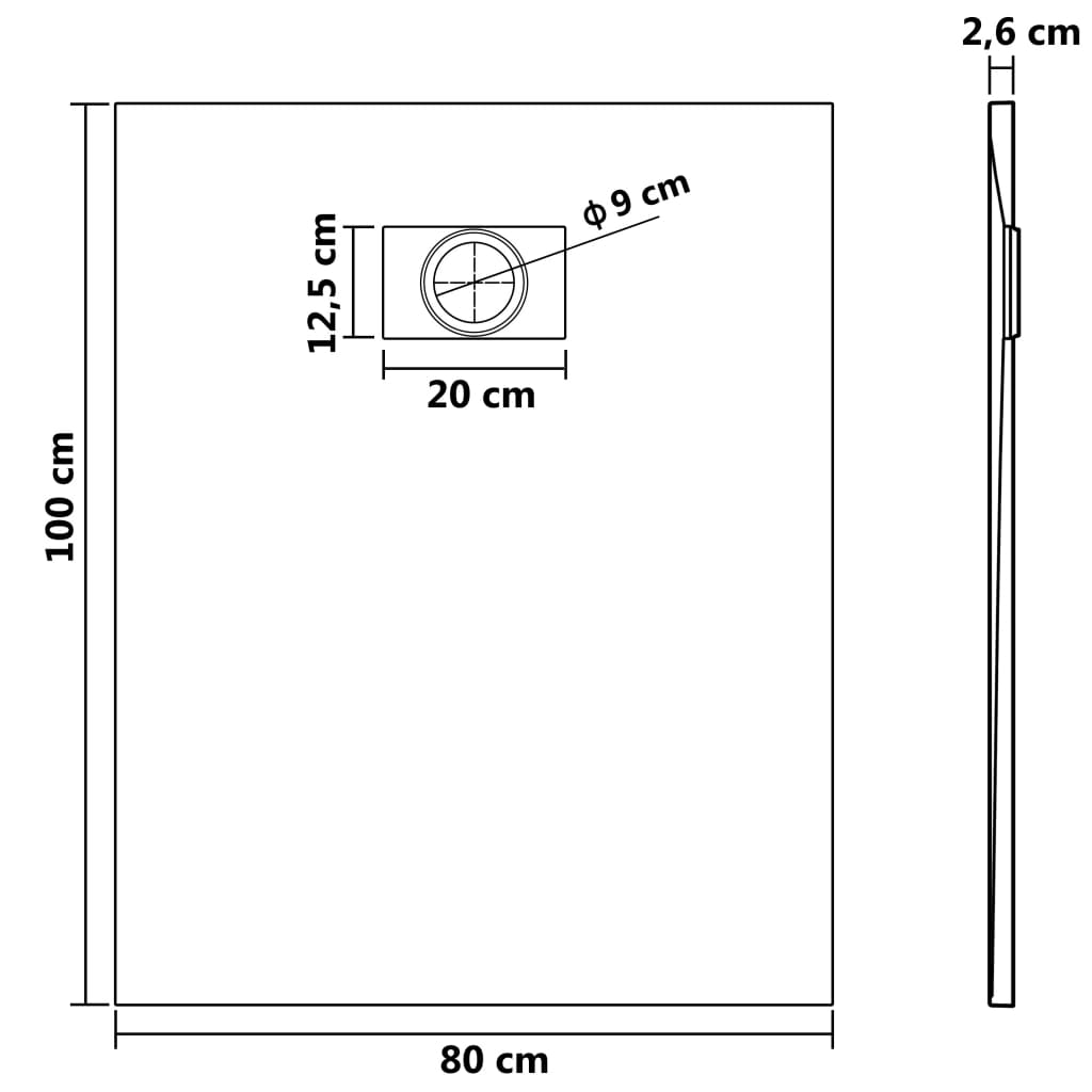Kada za tuš SMC crna 100 x 80 cm