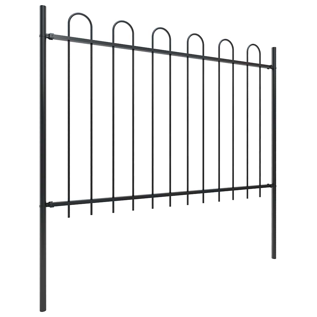 Vrtna ograda BOXTEL s obručem na vrhu čelik 181x120 cm crna