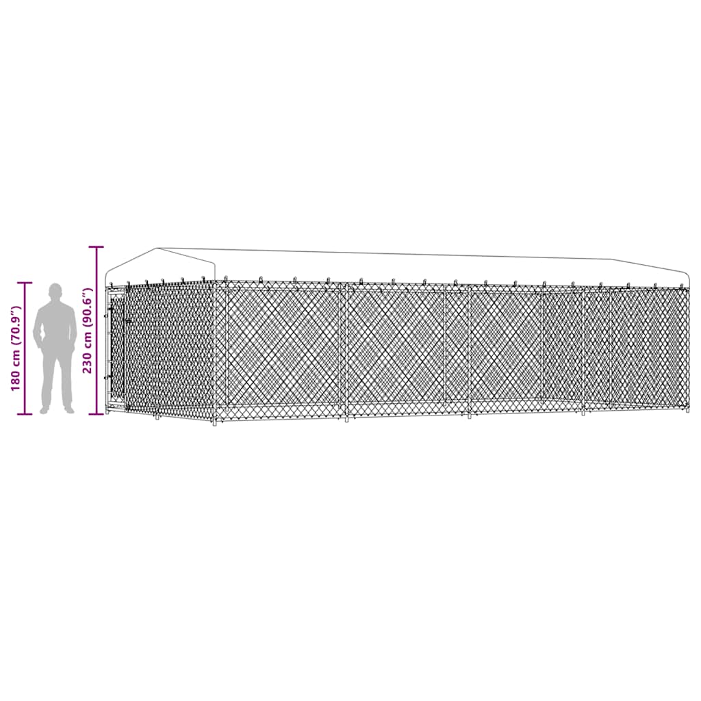Vanjski kavez za pse s krovom 7,6 x 3,8 x 2,3 m
