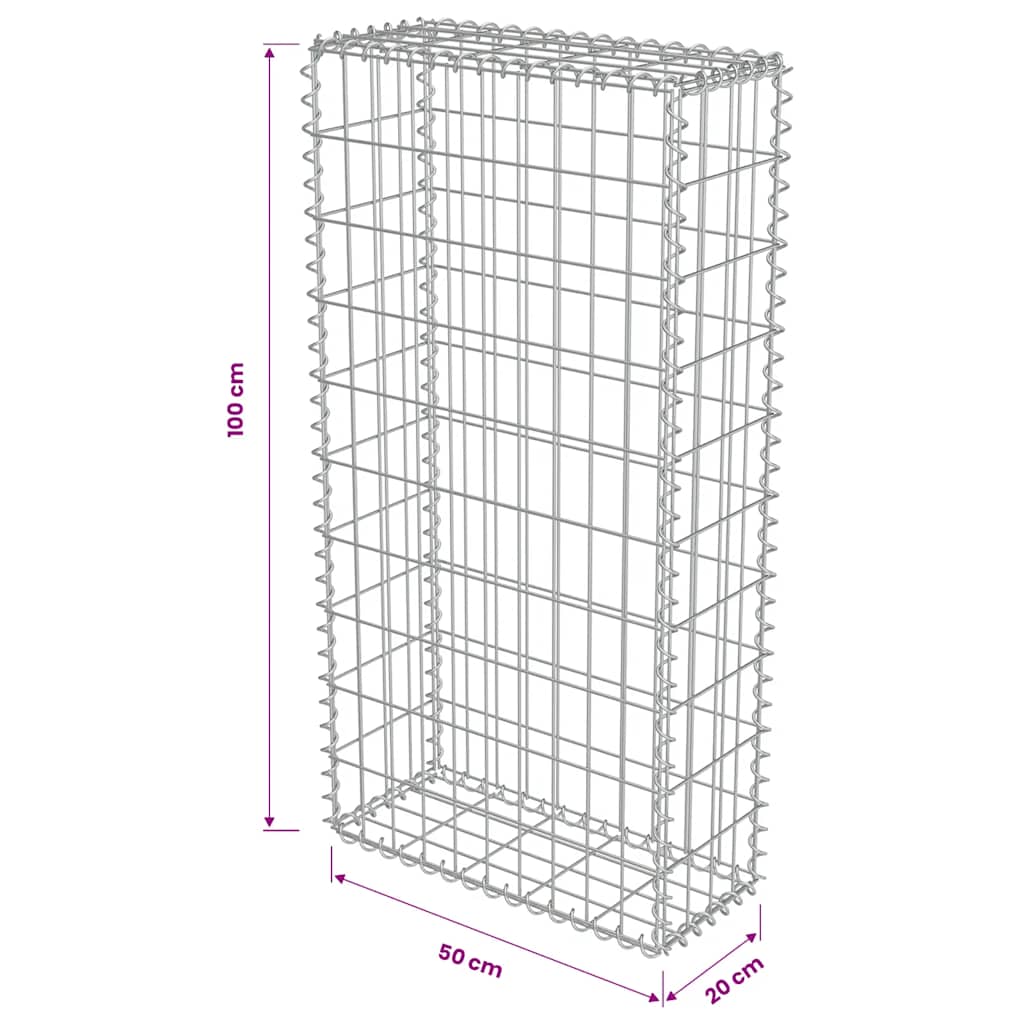 Gabionski zid s poklopcima od pocinčanog čelika 50 x 20 x 100 cm