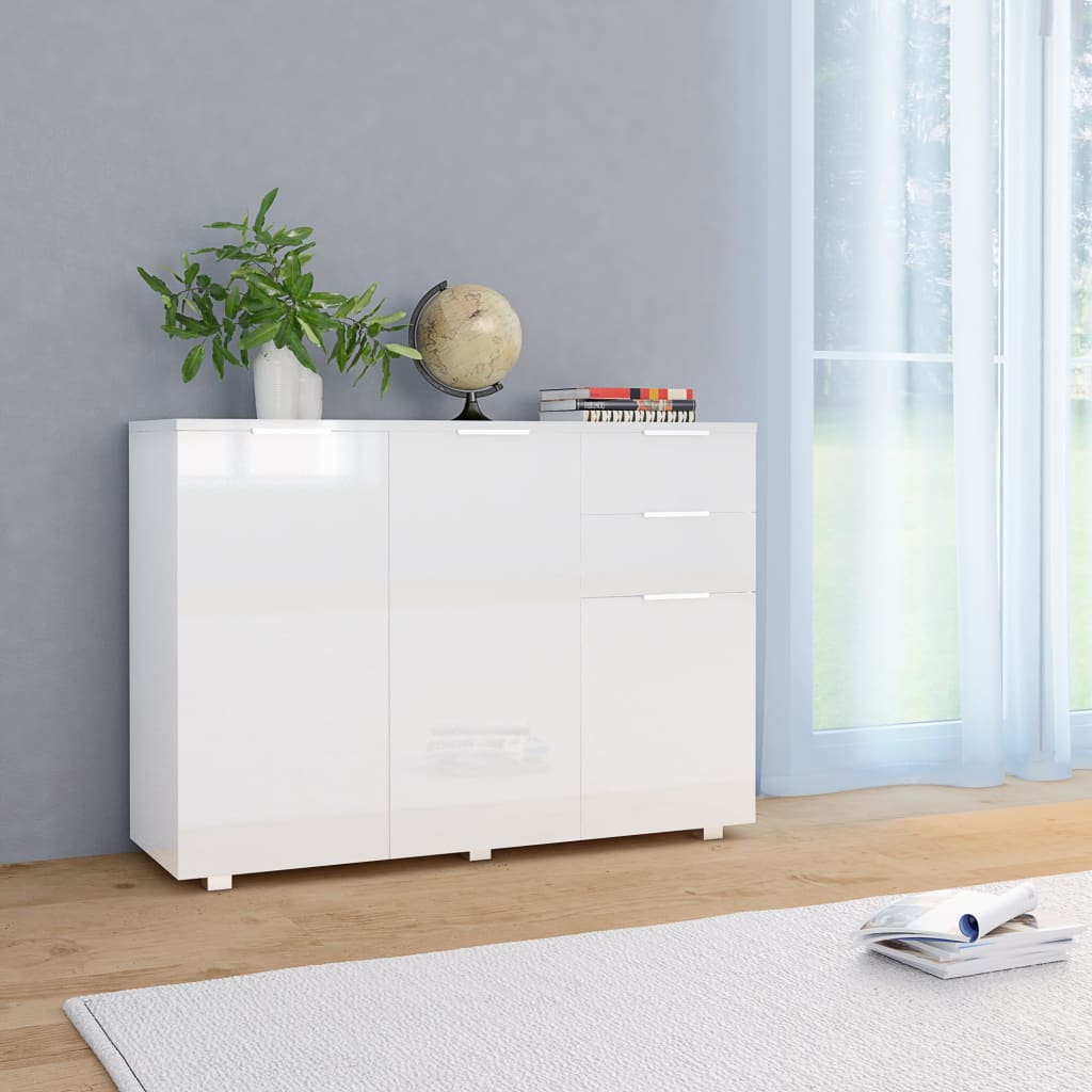 Komoda visoki sjaj bijela 107x35x80,5 cm