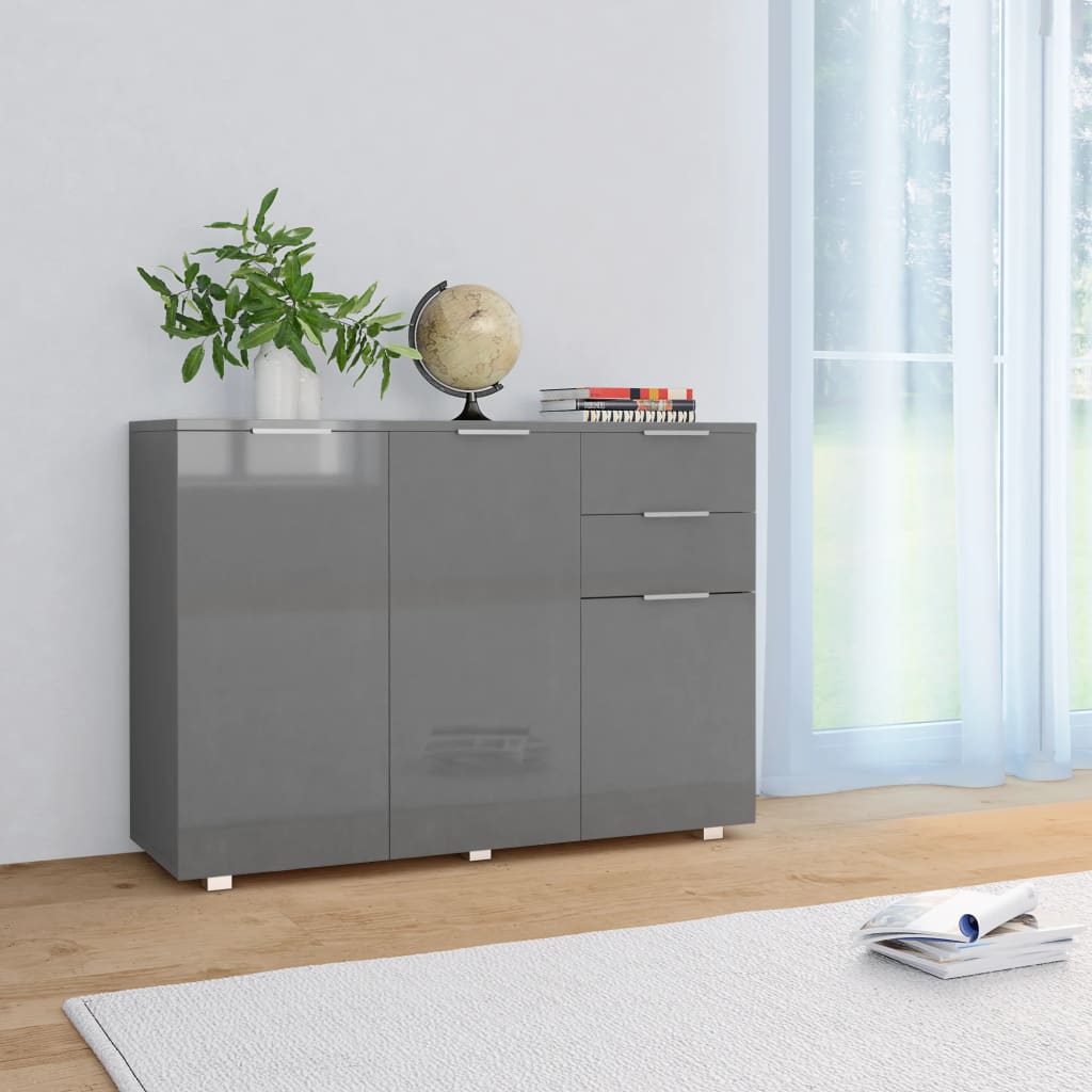 Komoda visoki sjaj siva 107x35x80,5 cm
