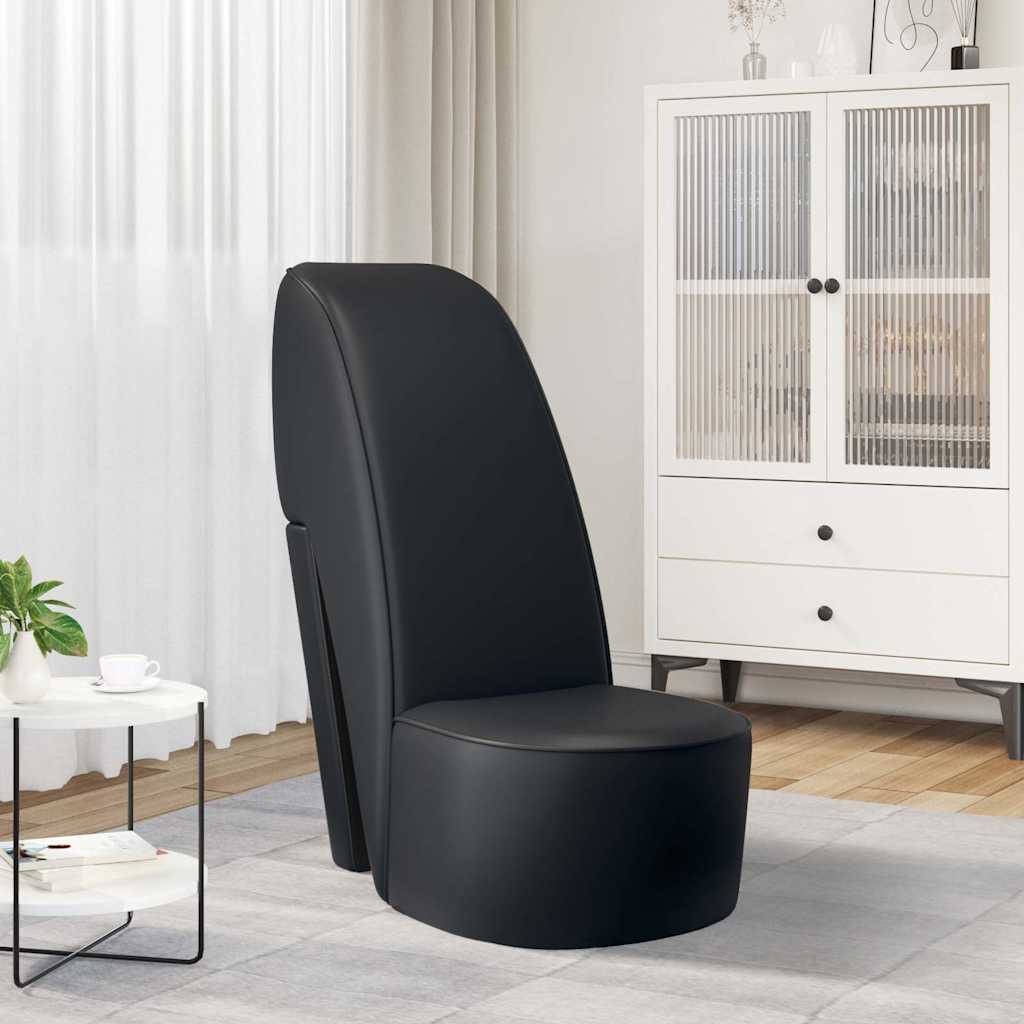 Stolica u obliku visoke pete od umjetne kože crna