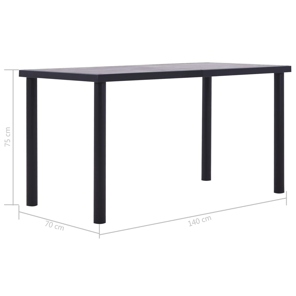 Blagovaonski stol crni i siva boja betona 140 x 70 x 75 MDF