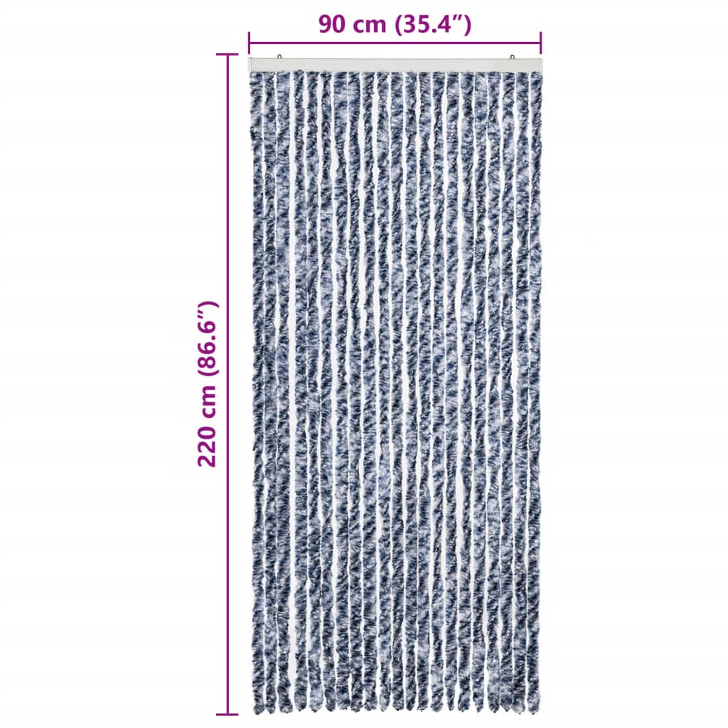 Zastor protiv insekata plavo-bijelo-srebrni 90 x 220 cm šenil