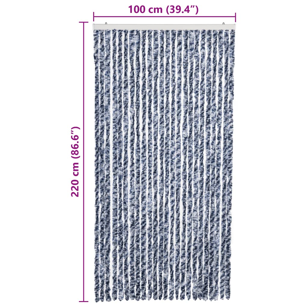Zastor protiv insekata plavo-bijelo-srebrni 100 x 220 cm šenil