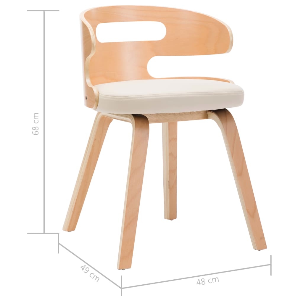 Blagovaonske stolice krem 2 kom savijeno drvo i umjetna koža