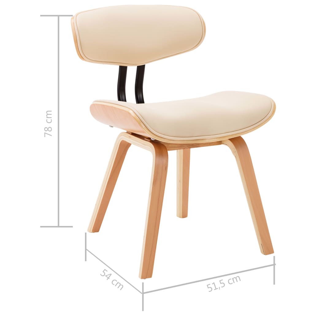 Blagovaonske stolice 2 kom savijeno drvo i umjetna koža krem