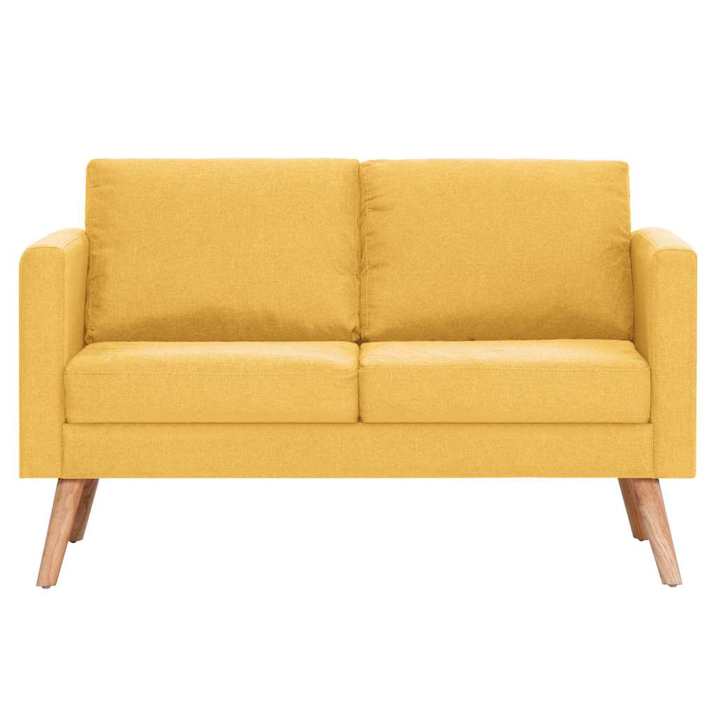 2-dijelni set sofa od tkanine žuti