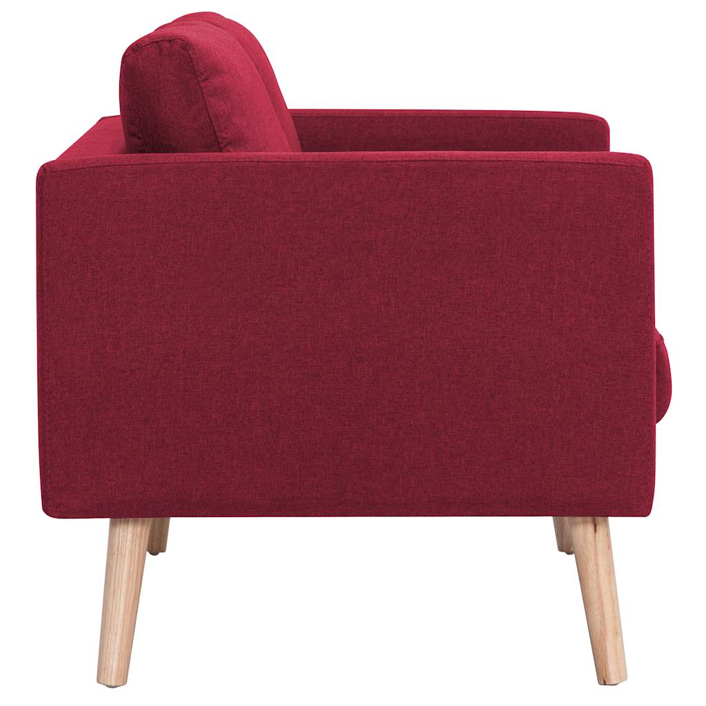 2-dijelni set sofa od tkanine crvena boja vina