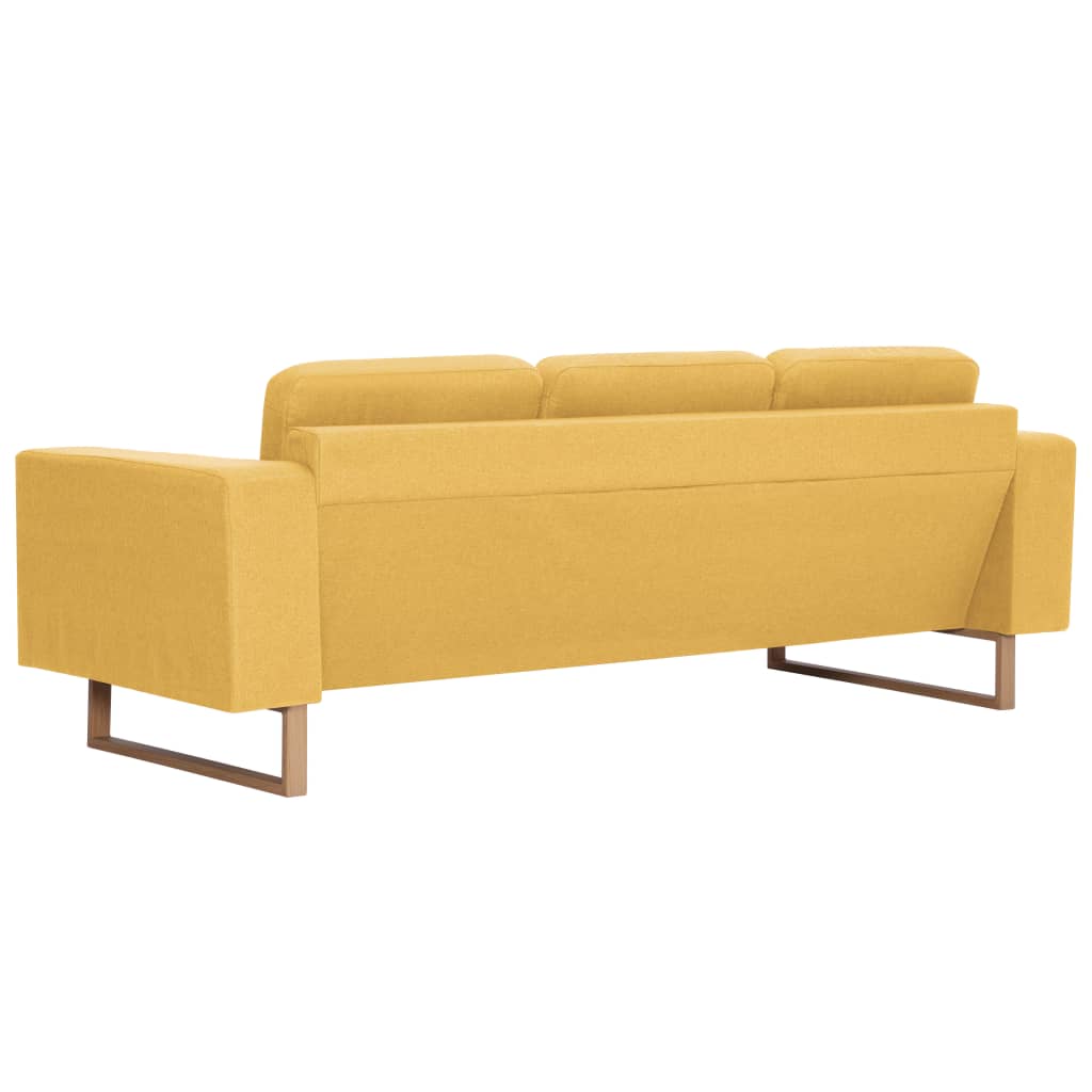 2-dijelni set sofa od tkanine žuti