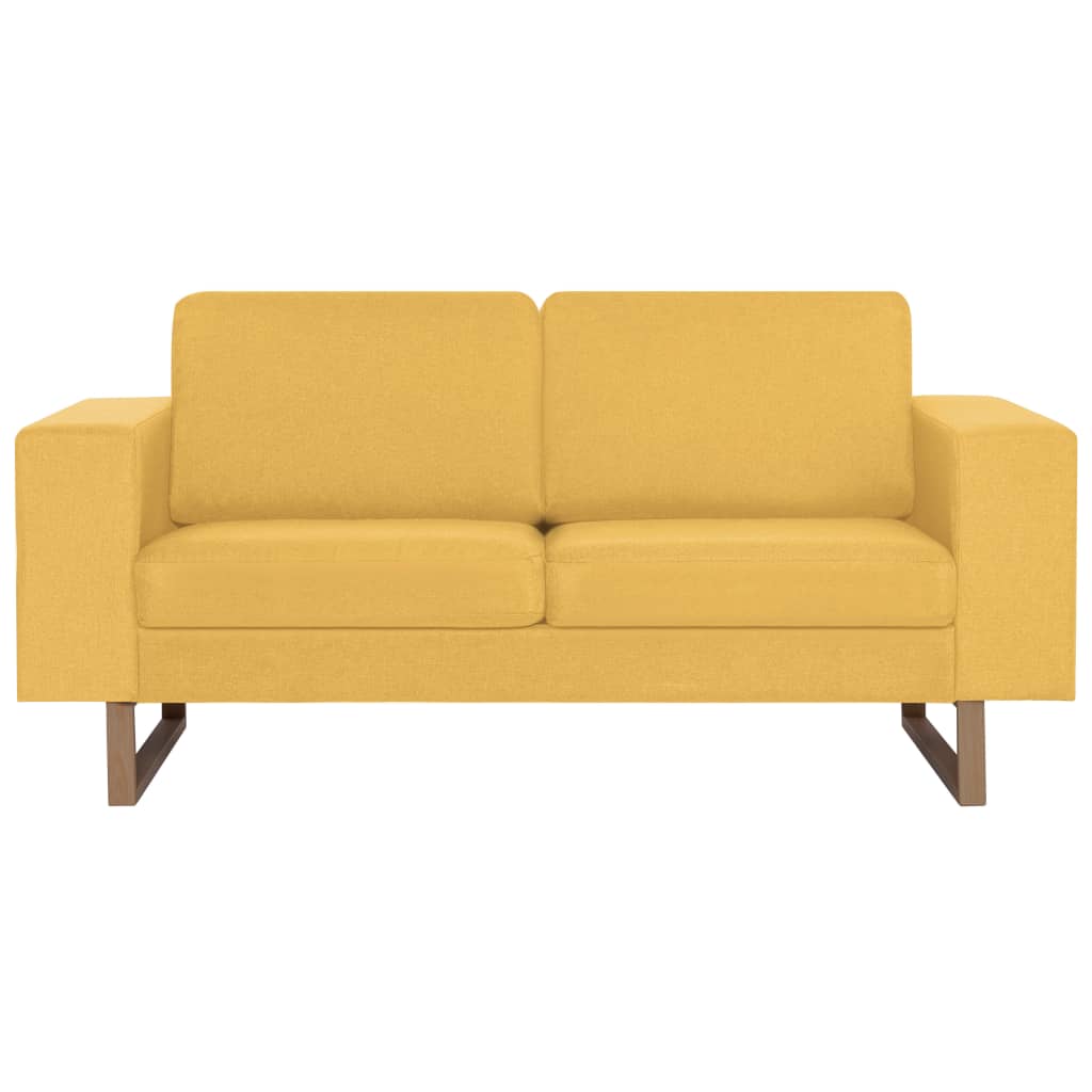 2-dijelni set sofa od tkanine žuti