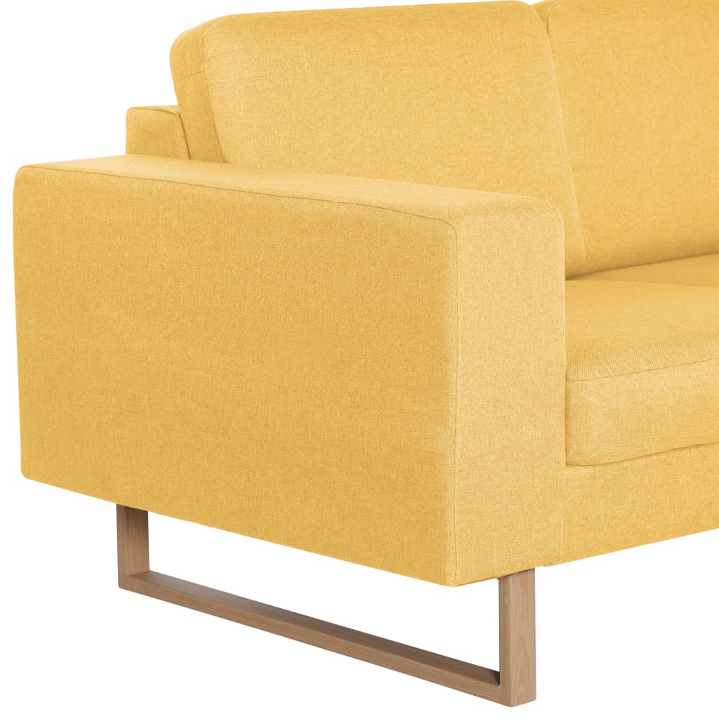 2-dijelni set sofa od tkanine žuti